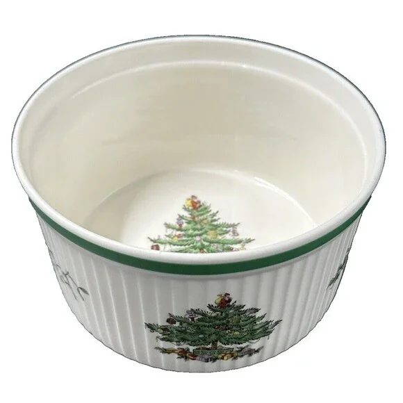 Spode Christmas Tree Porcelain Souffle Dish Serving Bowl 3 Pint Made in England - Picture 2 of 8